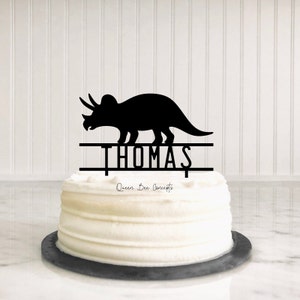 Custom Triceratops Birthday Cake Topper: Laser Cut Acrylic Dinosaur Decoration