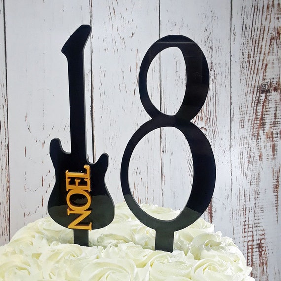 Guitar Birthday Cake Topper Custom Acrylic Cake Topper Etsy
