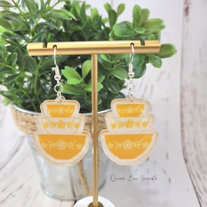 Pyrex Inspired Stacked Bowl Earrings - Handmade - Acrylic Earrings