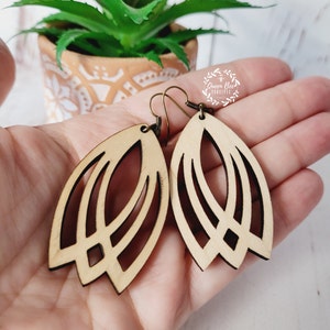 Wood Tulip Earrings - Statement Earrings - Boho Jewelry - Laser Cut