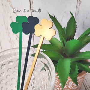 Shamrock Drink Stirrers: Acrylic Clover Stir Sticks, St. Patrick&#39;s Day Party Decor