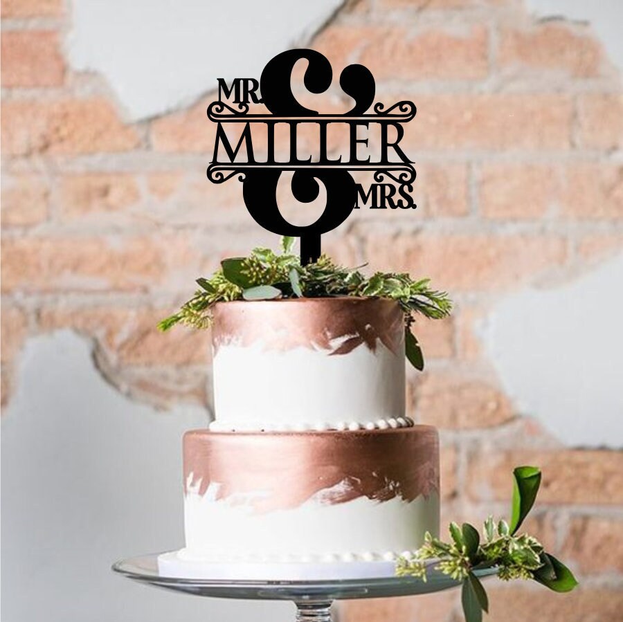 Mr and Mrs Cake Topper，Personalized Wedding Acrylic Cake Topper Custom,7" CT003 