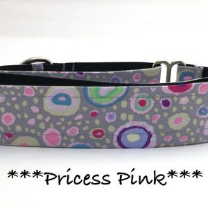 Martingale Dog Collar or Buckle Dog Collar or Buckle Mart or Chain Martingale, Gray, Pink, Dot Dog Collar, Artsy, Princess Pink
