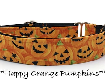 Pumpkin Martingale Dog Collar or Halloween Buckle Dog Collar or  Chain Martingale Dog Collar or Pumpkin Dog Collar, Happy Orange Pumpkins