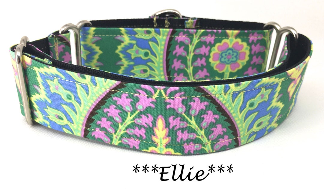 Martingale Dog Collar Green Floral Buckle Dog Collar Green Etsy