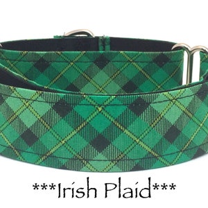 Dog Collar, Martingale Dog Collar, Quick Release Dog Collar, Irish Plaid Dog Collar, St. Patrick's Day Dog Collar, Irish Plaid