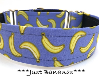 Banana Martingale Dog Collar or Buckle Dog Collar or Buckle Mart or Chain Martingale, Just Bananas
