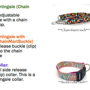 Peut inclure: Trois types de colliers pour chien&nbsp;: un collier martingale &agrave; cha&icirc;ne avec un motif g&eacute;om&eacute;trique color&eacute;, un collier martingale &agrave; cha&icirc;ne avec une boucle &agrave; d&eacute;gagement rapide et un collier &agrave; boucle lat&eacute;rale traditionnelle avec un motif cachemire. Les colliers mesurent tous 2,5&nbsp;cm de large.