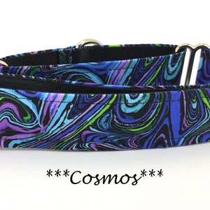 Martingale Dog Collar, Buckle Dog Collar, Geometric Rainbow Martingale, Blue Martingale, Purple Martingale, Cosmos