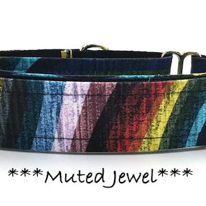 Martingale Dog Collar or Buckle Dog Collar or Buckle Mart or Chain Martingale, Rainbow, striped dog collar,  Dog Collar, Muted jewel