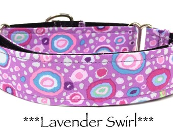 Martingale Dog Collar or Lavender Buckle Dog Collar or Purple Dog Collar or Buckle Mart Dog Collar or Lavender Chain Mart,  Lavender, Swirls