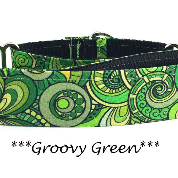 Martingale Dog Collar or Buckle Dog Collar or Buckle Mart or Chain Martingale, Irish, St. Patty's day, Green Dog Collar -Groovy Green