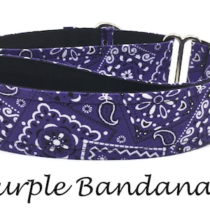 Purple Bandana Martingale Dog Collar or Buckle Collar or Purple Bandana Buckle Mart or Purple Bandana Chain Martingale Purple Bandana image 1