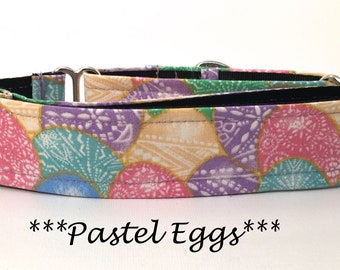 Easter Egg Martingale Dog Collar or Easter Egg Buckle Collar or Easter Egg Chain Martingale Dog Collar or Easter Buckle Mart- Pastel Eggs