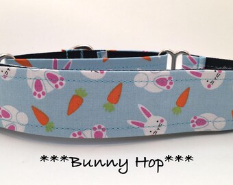 Easter Bunny Martingale Dog Collar or Buckle Dog Collar or Buckle Mart or Chain Martingale, Bunny Hop