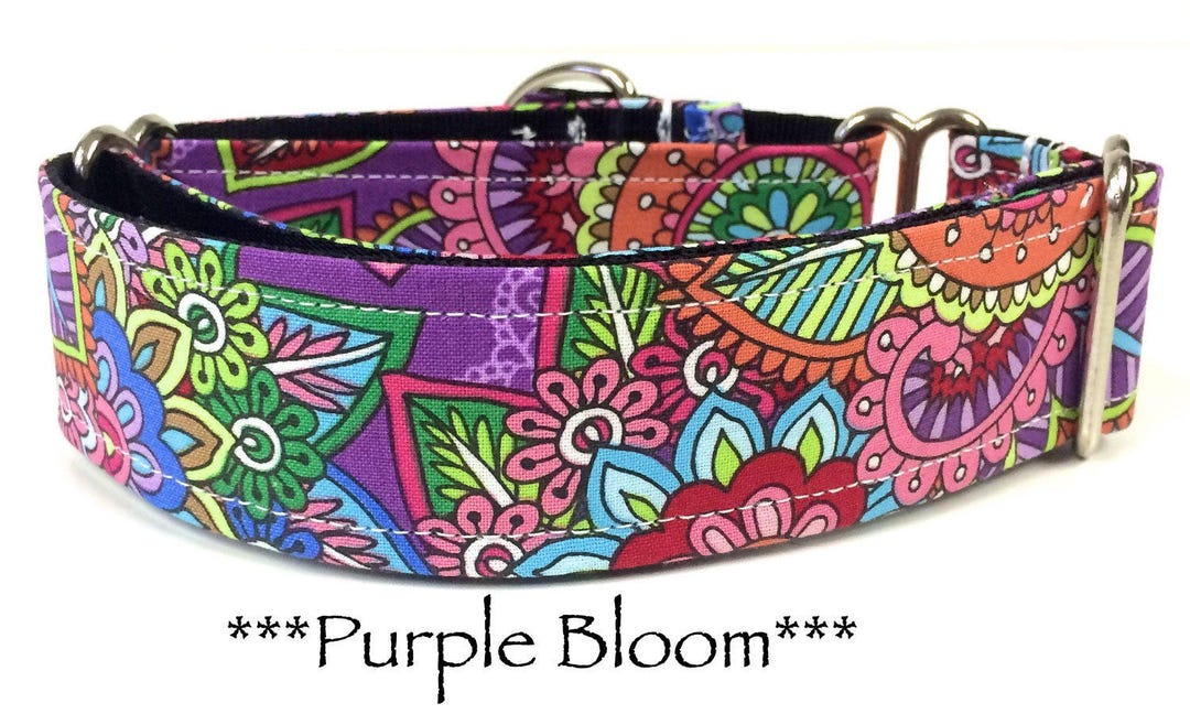 Martingale Dog Collar, Purple Floral Dog Collar, Purple Floral