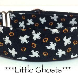Martingale Dog Collar or Buckle Dog Collar or Buckle Mart or Chain Martingale or Ghosts Martingale Collar, Ghost Dog Collar, Little Ghosts