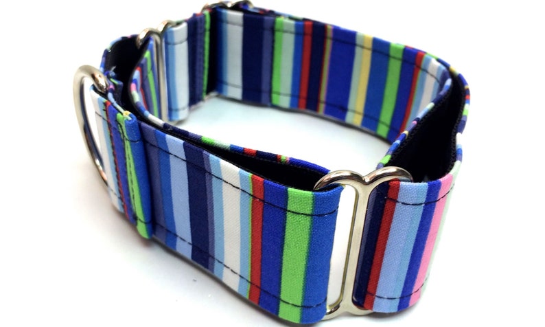 Martingale Dog Collar or Buckle Dog Collar or Buckle Mart or Chain Martingale, blue, Green, pink, red, striped dog collar Louie image 6