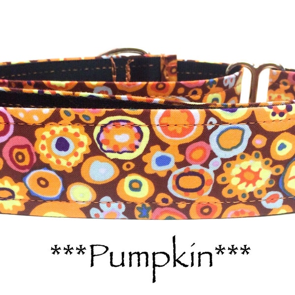 Martingale Dog Collar or Pumpkin buckle Dog Collar or Spicy Dog Collar or Autumn Bucke Mart or Retro Chain Mart, Dots, Cinnamon, Pumpkin