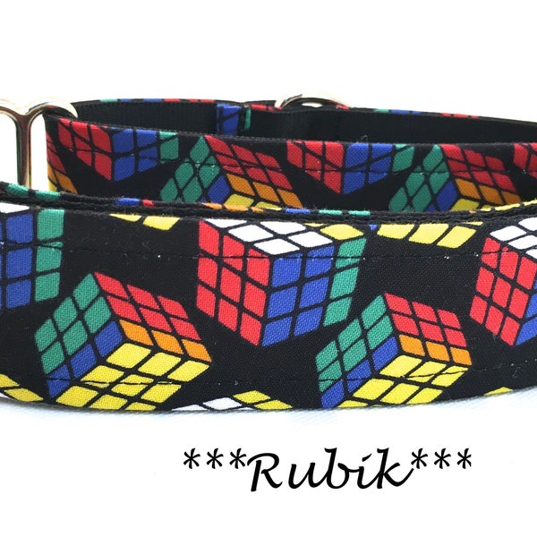 Martingale Dog Collar or Buckle Dog Collar or Buckle Mart or Chain Martingale, Cube Dog Collar, Game Dog Collar, Rubik