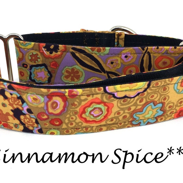 Martingale Dog Collar or Brown Buckle Dog Collar or Brown Buckle Mart or Geometric Chain Martingale, Cinnamon Collar, Cinnamon Spice