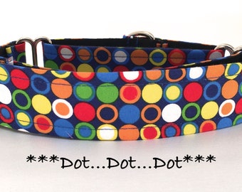 Dot Martingale Dog Collar or Dot Buckle Collar or Circle Buckle Mart or Dot Chain Dog Collar, Geometric dog Collar, Dot..Dot..Dot