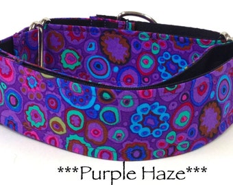 Martingale Dog Collar, Purple Dog Collar, Purple Martingale Dog Collar, Bright Dog Collar, Retro, Modern, Geometric, Bright, Purple Haze