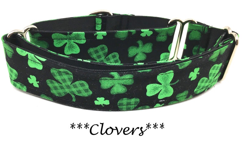 Martingale Dog Collar or Buckle Dog Collar or Buckle Mart or Chain Martingale, Irish Shamrock, St. Patrick's Day Dog Collar, Clovers image 1