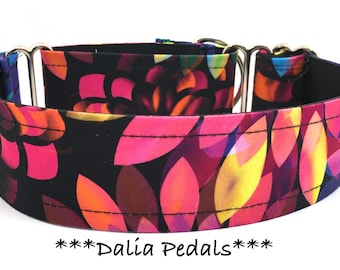 Dalia Floral Martingale Dog Collar or Buckle Dog Collar or Buckle Mart or Chain Martingale, Dalia Petals