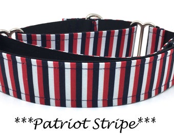 Martingale Dog Collar, Patriotic Dog Collar, Red Buckle Dog Collar, Patriotic Martingale Collar, Patriotic, Blue, Red, Patriot Stripe