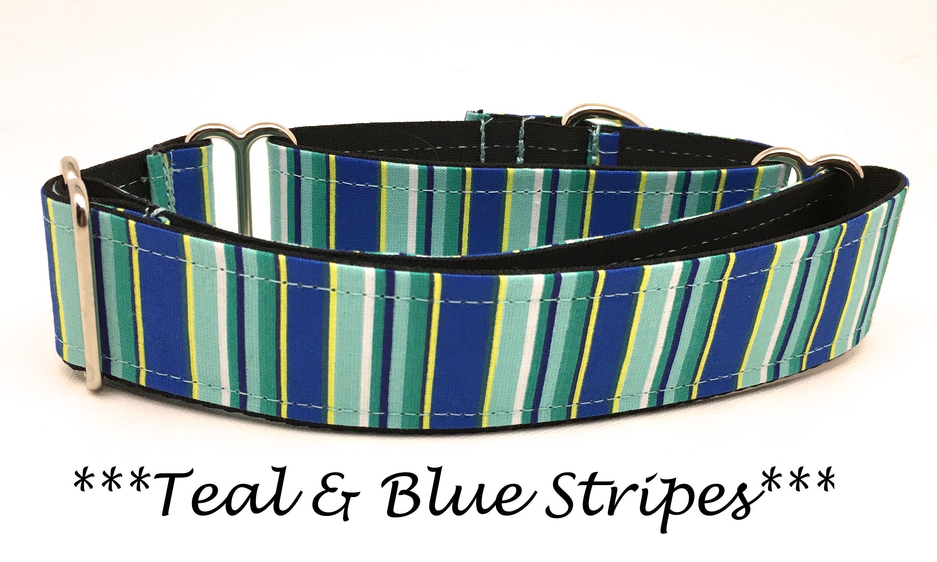 Martingale Dog Collar Teal Stripes Buckle Dog Collar Blue Etsy