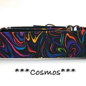 Martingale Dog Collar or Buckle Dog Collar or Buckle Mart or Chain Martingale, Rainbow, Swirl, Artsy Dog Collar, Cosmos