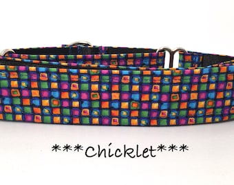 Martingale Dog Collar or Colorful Dot Buckle Dog Collar or Polka Dot Buckle Mart Dog Collar or Orange Dot Chain Martingale- Chicklet