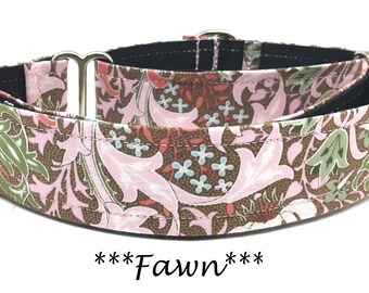 Martingale Dog Collar or Buckle Dog Collar or Buckle Mart or Chain Martingale, Pink Green, Blue, Green Floral dog Collar, Fawn