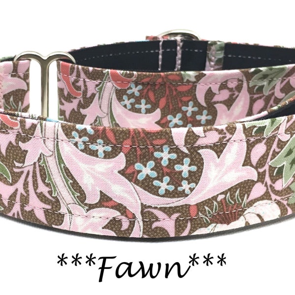 Martingale Dog Collar or Buckle Dog Collar or Buckle Mart or Chain Martingale, Pink Green, Blue, Green Floral dog Collar, Fawn