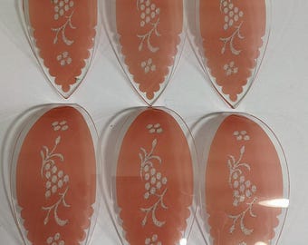 Set of (6) Pink Lotus flower glass panel petal with etched design for OK LIGHTING table or floor lamp.