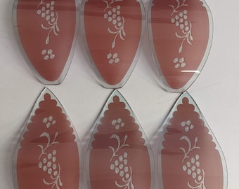 Set of (6) Dark Pink Lotus flower glass panel petal etched design for OK LIGHTING lamps