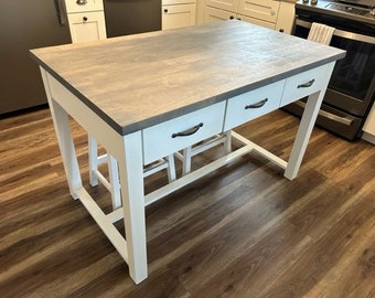 Kitchen Island, Butcher Block Kitchen Island with Seating "Annette"