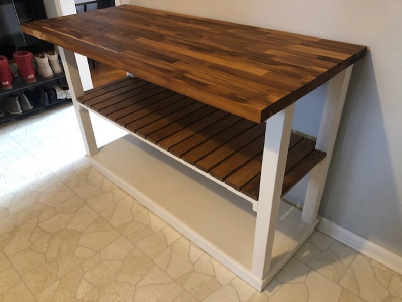 Kitchen Island With Seating Overhang Storage Butcher Block Etsy