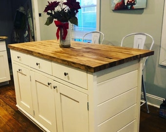 Kitchen Island, Butcher Block Kitchen Island with Seating "Philly"