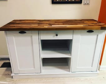 Kitchen Island, Butcher Block Kitchen Island with Seating "Mary"