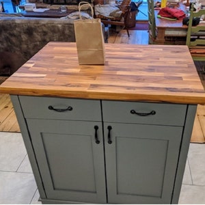 Lexie Kitchen Island, Custom Butcher Block Kitchen Island with Seating Option, Dining Table with Storage