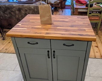 Kitchen Island, Butcher Block Kitchen Island with Seating "Lexie"