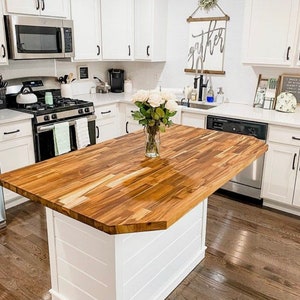 Kitchen Island, Butcher Block Kitchen Island with Seating "Donna"