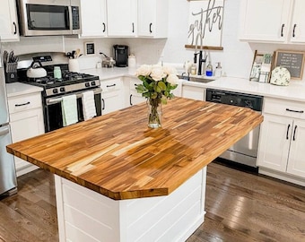 Kitchen Island, Butcher Block Kitchen Island with Seating "Donna"