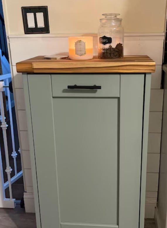 Wood Trash Can Recycling Bin Storage Bin Solid Pine Garbage Can Etsy