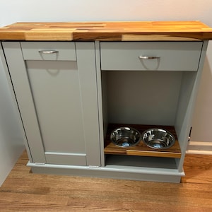 Dog Food Bin with Bowls, Feeding Stand