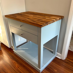 Microwave Cart, Kitchen Island, Butcher Block Kitchen Island, Prep Station "Bryson"
