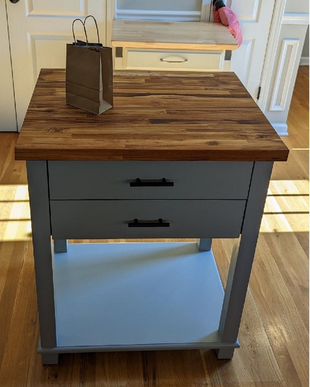 Microwave Cart, Kitchen Island, Butcher Block Kitchen Island, Prep