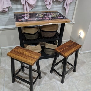 Wood Bar Stool, Farmhouse Stool, Rustic Industrial Bar Stool, Kitchen Stool